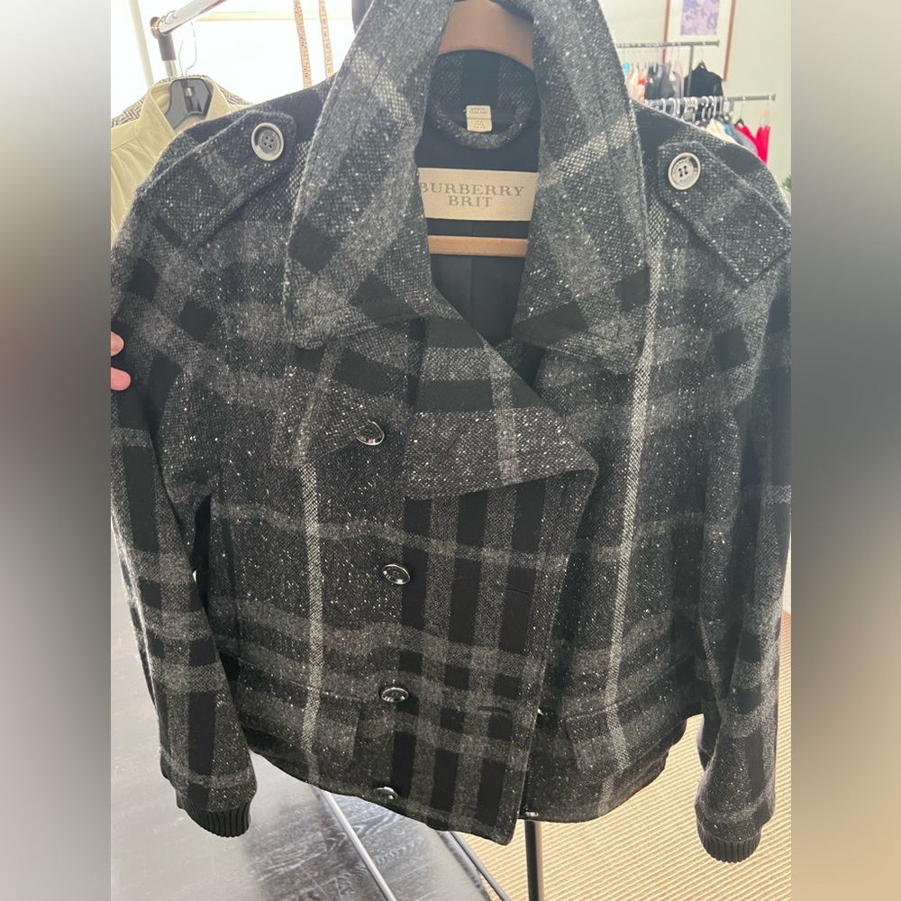 Burberry Brit Charcoal and Black Tweed Jacket